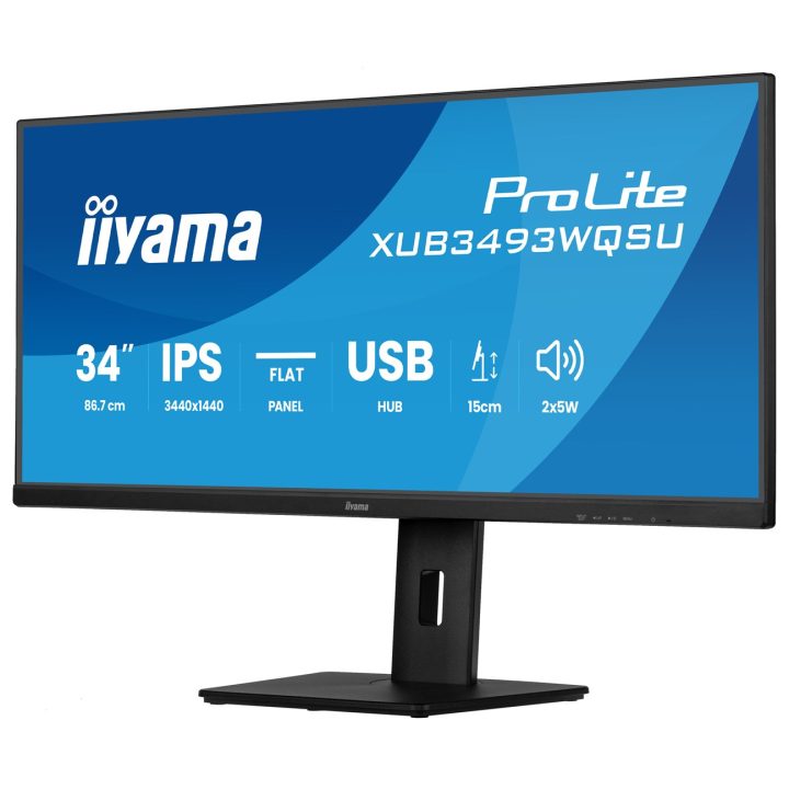 iiyama ProLite XUB3493WQSU-B6 computer monitor 86.4 cm (34 ) 3440 x 1440 pixels UltraWide Quad HD LED Black