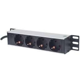 Intellinet 10 1U Rackmount 4-Output Power Distribution Unit (PDU) EU CEE 7/3 Outlets With Power Indicator No Surge Protection Bu