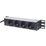 Intellinet 10 1U Rackmount 4-Output Power Distribution Unit (PDU) EU CEE 7/3 Outlets With Power Indicator No Surge Protection Bu