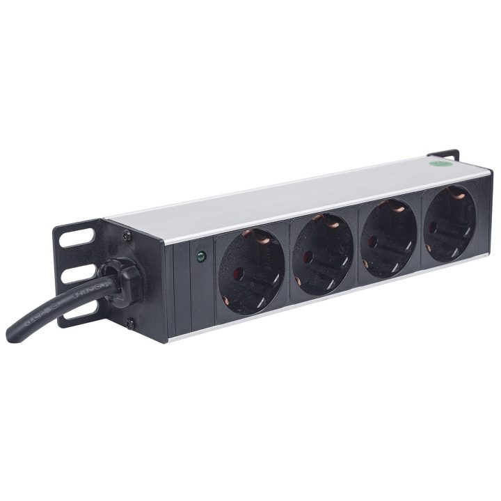 Intellinet 10 1U Rackmount 4-Output Power Distribution Unit (PDU) EU CEE 7/3 Outlets With Power Indicator No Surge Protection Bu