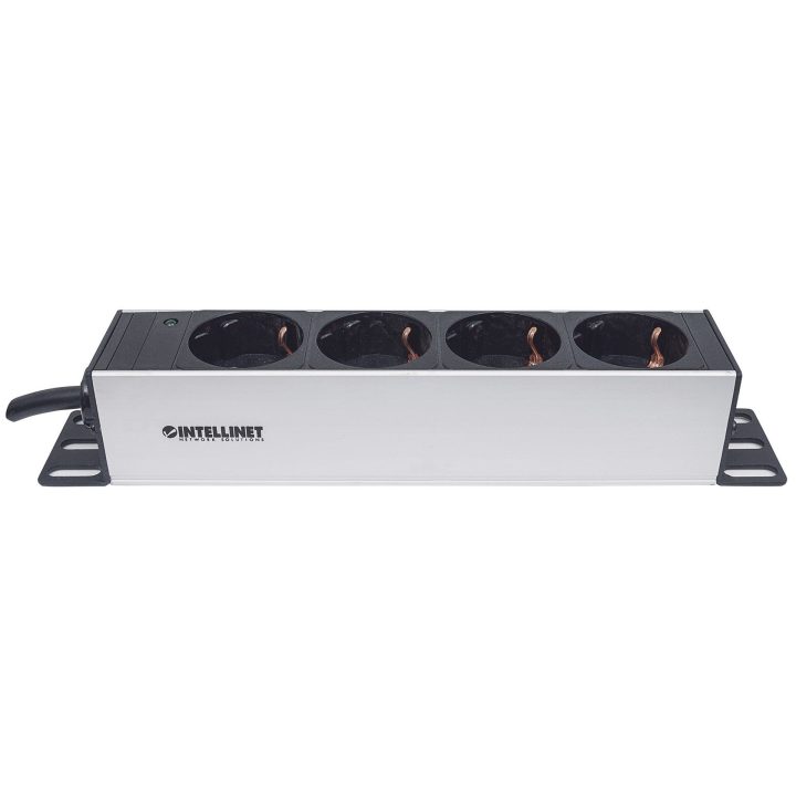 Intellinet 10 1U Rackmount 4-Output Power Distribution Unit (PDU) EU CEE 7/3 Outlets With Power Indicator No Surge Protection Bu