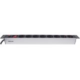 Intellinet 19 1U Rackmount 8-Way Power Strip - German Type With On/Off Switch and Overload Protection 3m Power Cord (Euro 2-pin