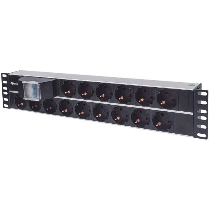 Intellinet 19 2U Rackmount 15-Output Power Distribution Unit (PDU) EU CEE 7/3 Outlets With Double Air Switch Built-in 3 m (10 ft