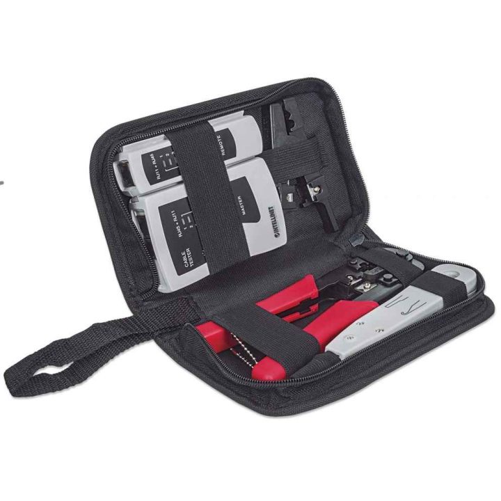 Intellinet 4-Piece Network Tool Kit 4 Tool Network Kit Composed of LAN Tester LSA punch down tool Crimping Tool and Cut and Stri