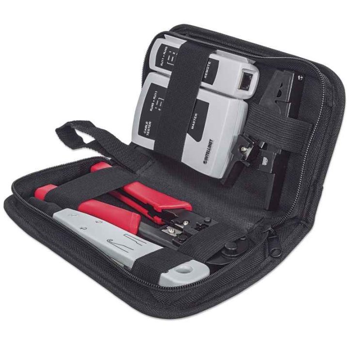 Intellinet 4-Piece Network Tool Kit 4 Tool Network Kit Composed of LAN Tester LSA punch down tool Crimping Tool and Cut and Stri