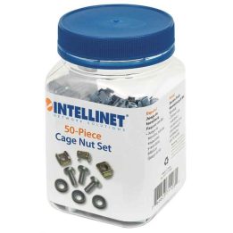 Intellinet Cage Nut Set (50 Pack) M6 Nuts Bolts and Washers Suitable for Network Cabinets/Server Racks Plastic Storage Jar Lifet