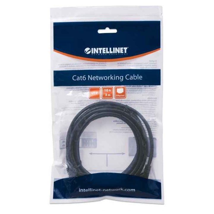 Intellinet Network Patch Cable Cat6 3m Black CCA U/UTP PVC RJ45 Gold Plated Contacts Snagless Booted Lifetime Warranty