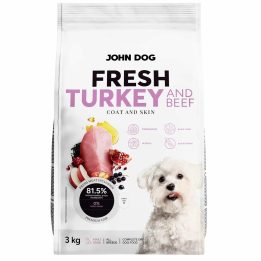 JOHN DOG Fresh Turkey and beef - dry dog food - 3kg