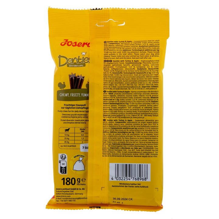 JOSERA Denties Turkey with apple - Dog treat - 180g