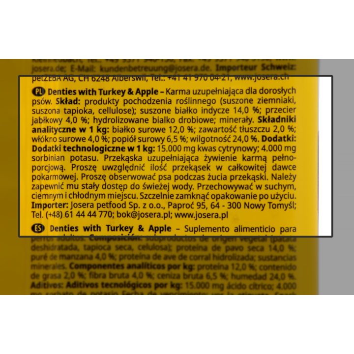 JOSERA Denties Turkey with apple - Dog treat - 180g
